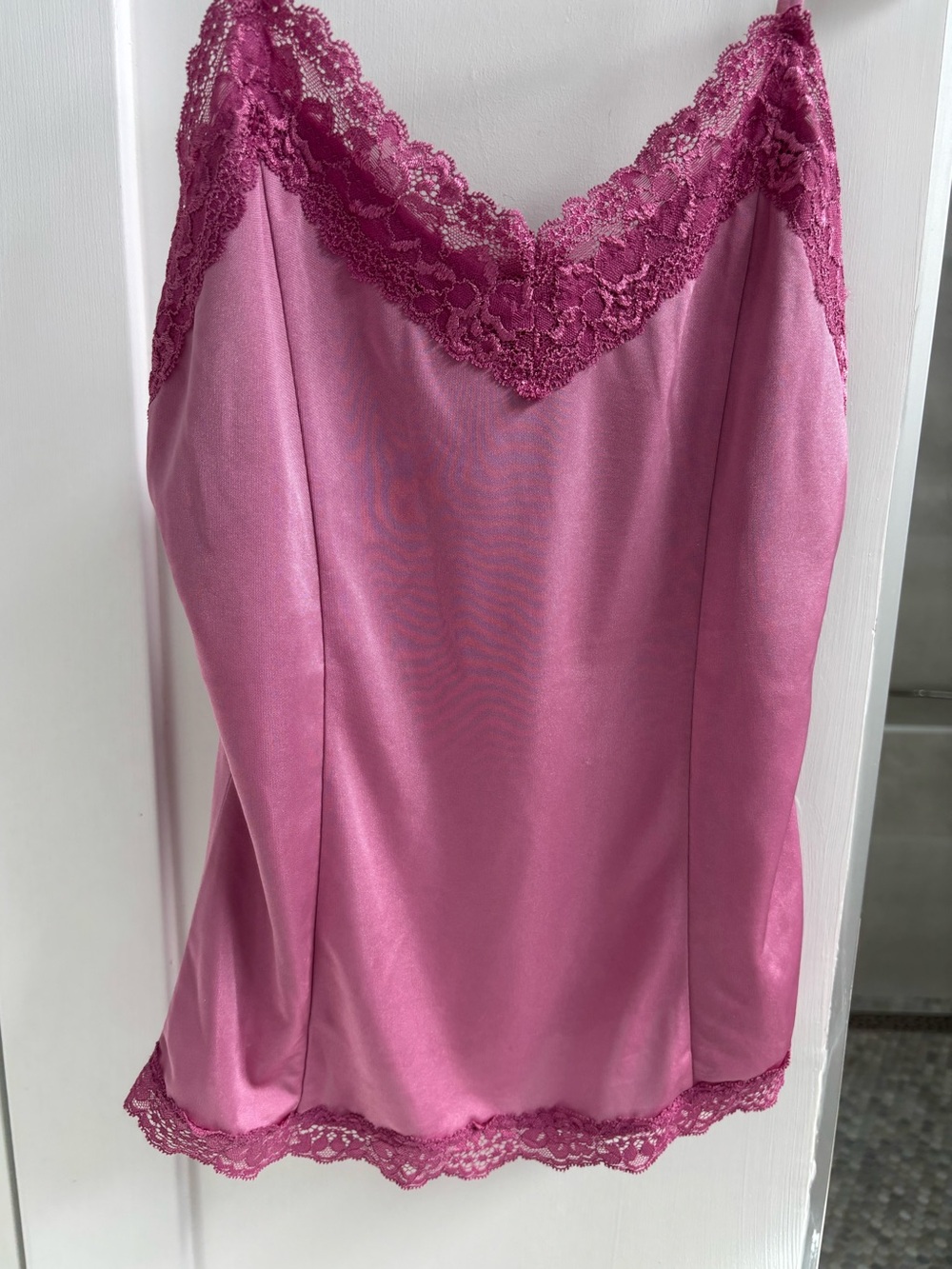 Victoria's Secret Pink Satin Chemise with Lace Trim